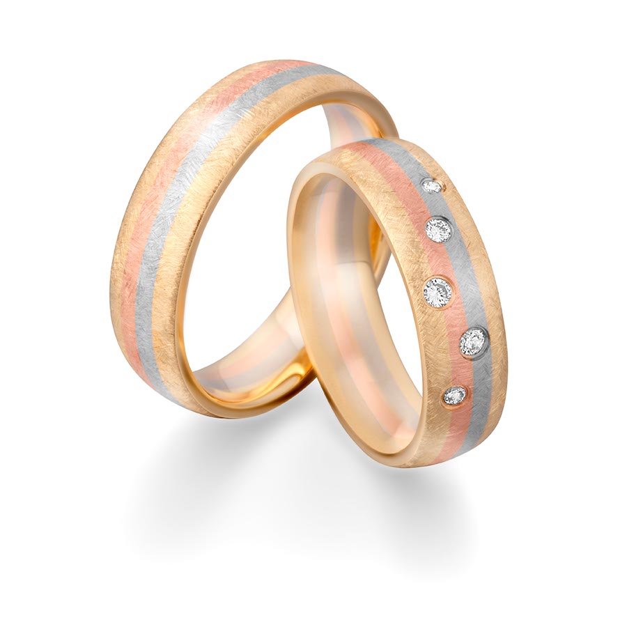 Trauringe / Eheringe 585 Gelbgold, Weißgold+Pd+Pd, Rotgold 514733-60