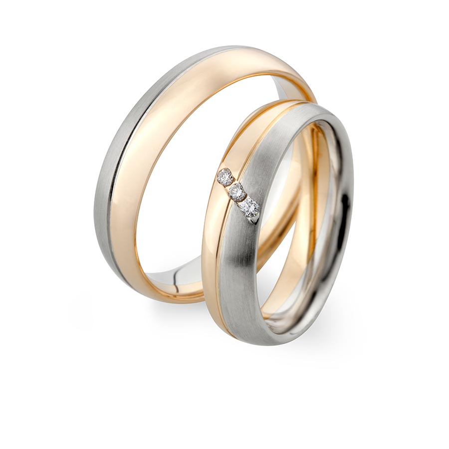 Trauringe / Eheringe 375 Gelbgold, Weißgold+Pd 514761-50