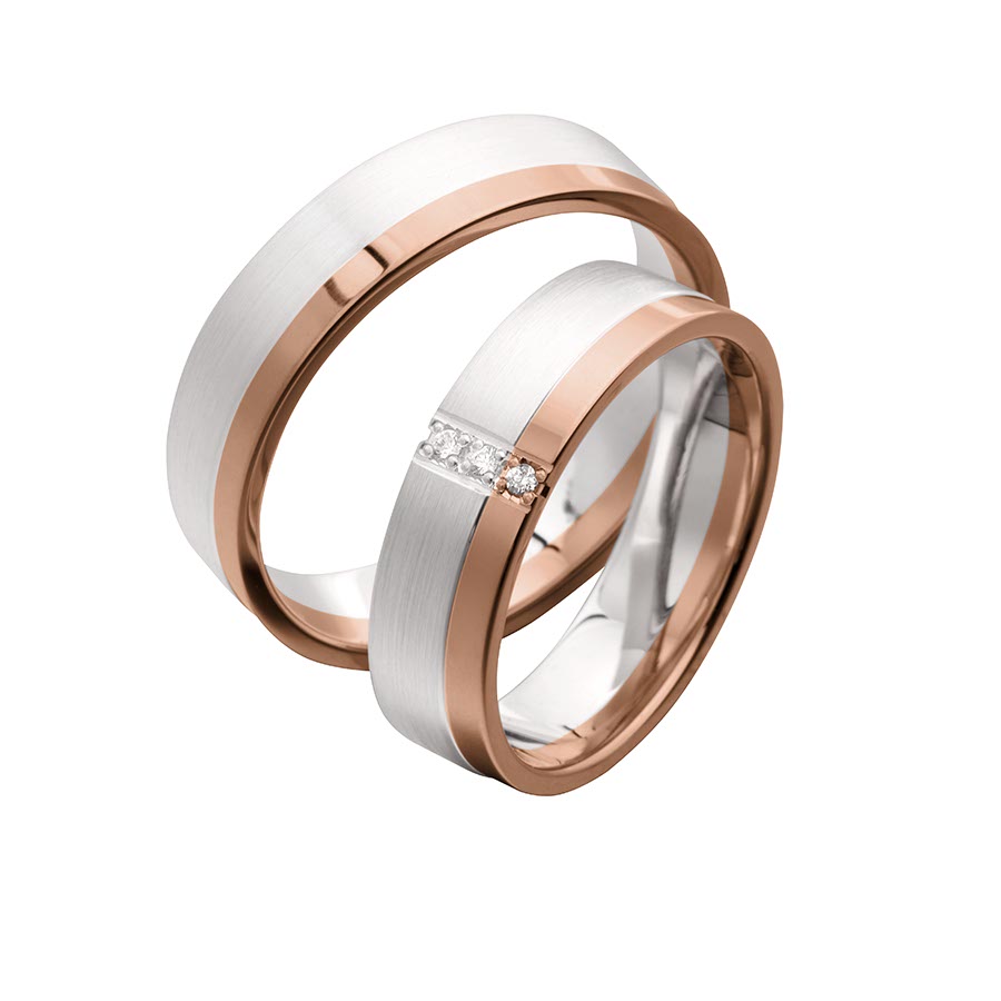 Trauringe / Eheringe 500 Palladium, 333 Rotgold 518109-55