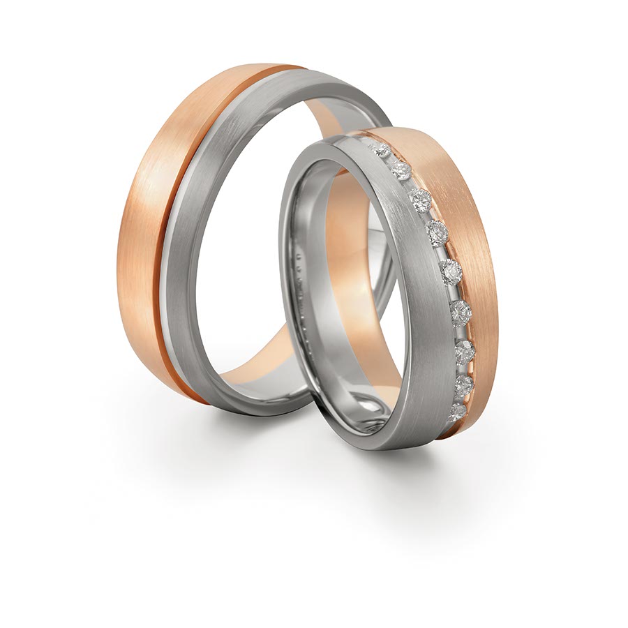 Trauringe / Eheringe 500 Palladium, 333 Rotgold 518113-65