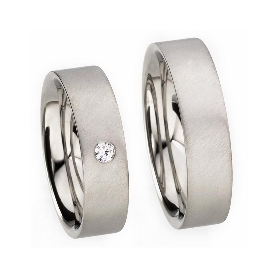 Trauringe / Eheringe 750 Weißgold+Pd 513134-60