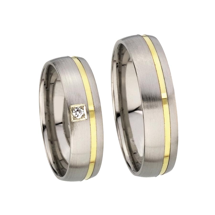Trauringe / Eheringe 925 Silber, 585 Gelbgold 513205-55