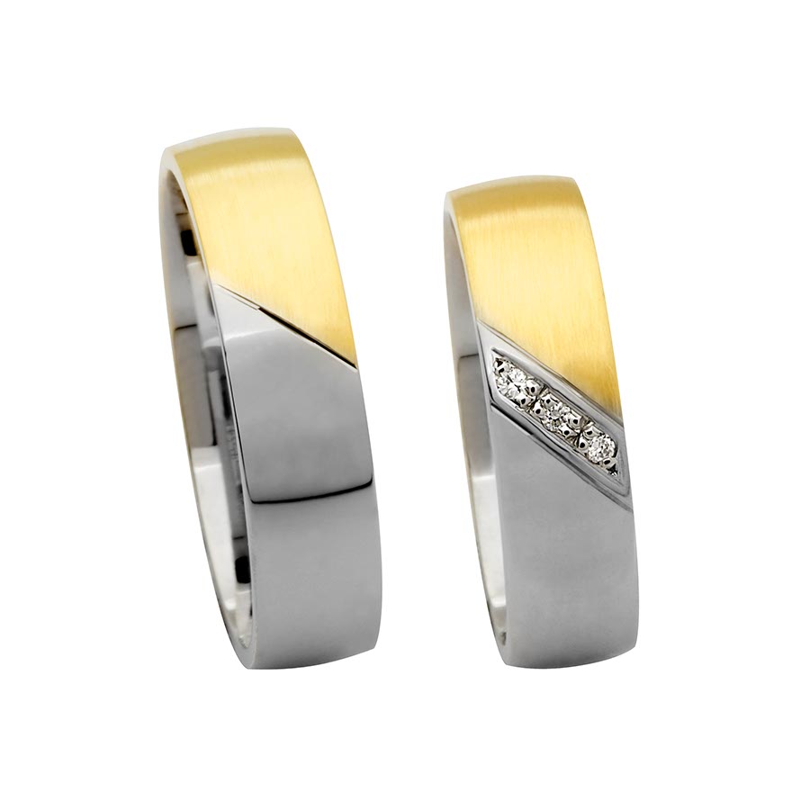 Trauringe / Eheringe 925 Silber, 333 Gelbgold 514245-55