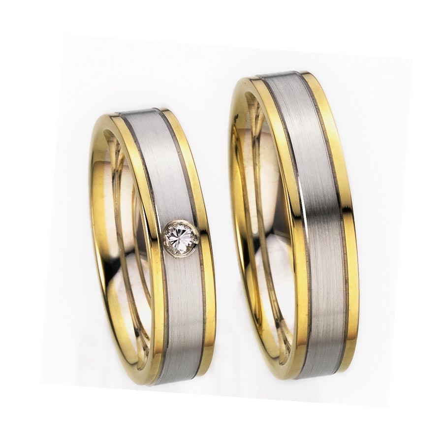 Trauringe / Eheringe 585 Gelbgold, Weißgold+Pd 514361-50