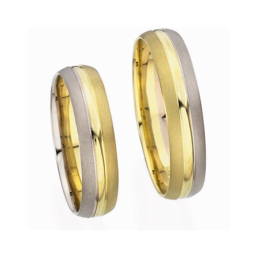 Trauringe / Eheringe 585 Gelbgold, Weißgold+Pd 514370-50