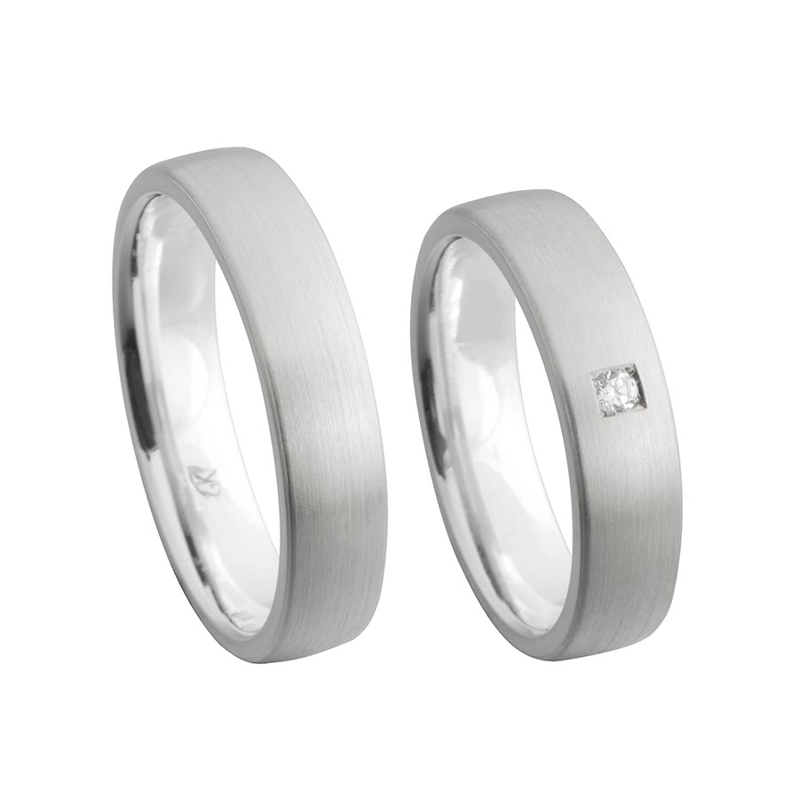 Trauringe / Eheringe 925 Silber-KERN, 750 Weißgold+Pd, Hybrid 514662-50