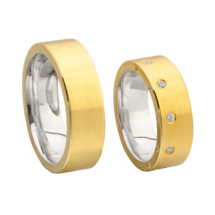 Trauringe / Eheringe 925 Silber-KERN, 750 Gelbgold, Hybrid 514707-72