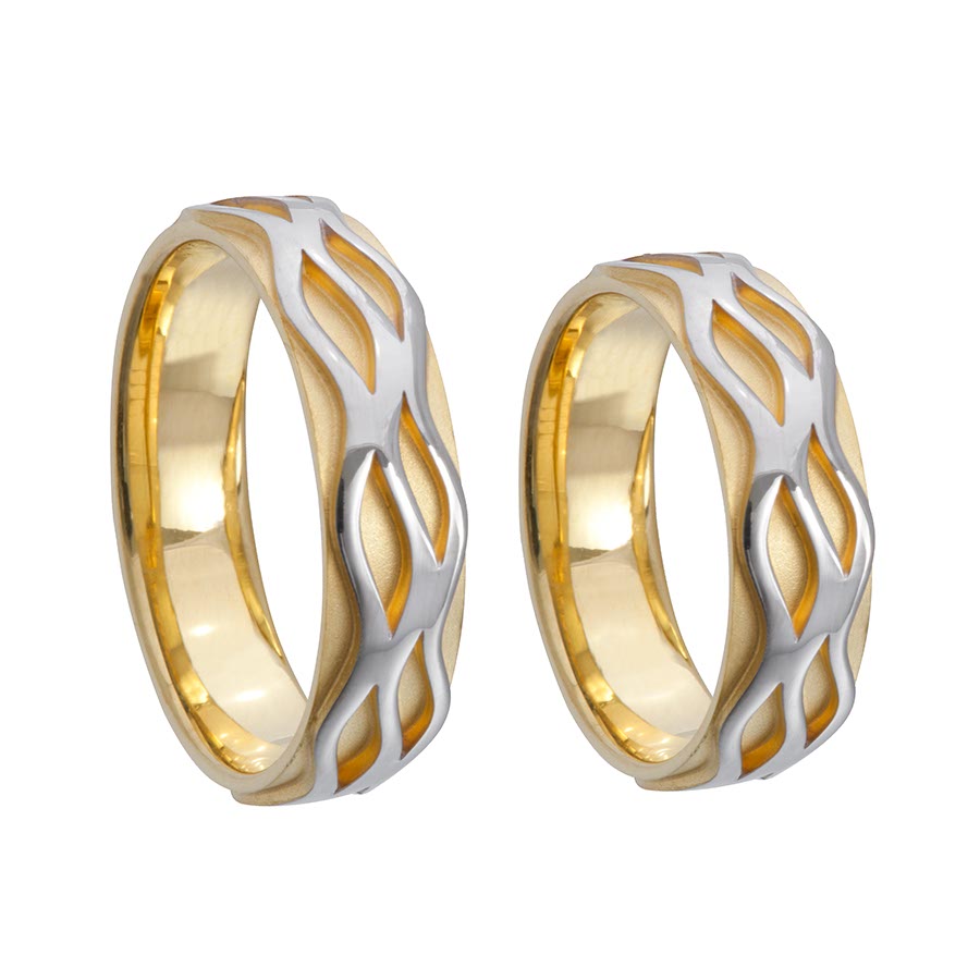 Trauringe / Eheringe 375 Gelbgold, Weißgold+Pd 516418-58