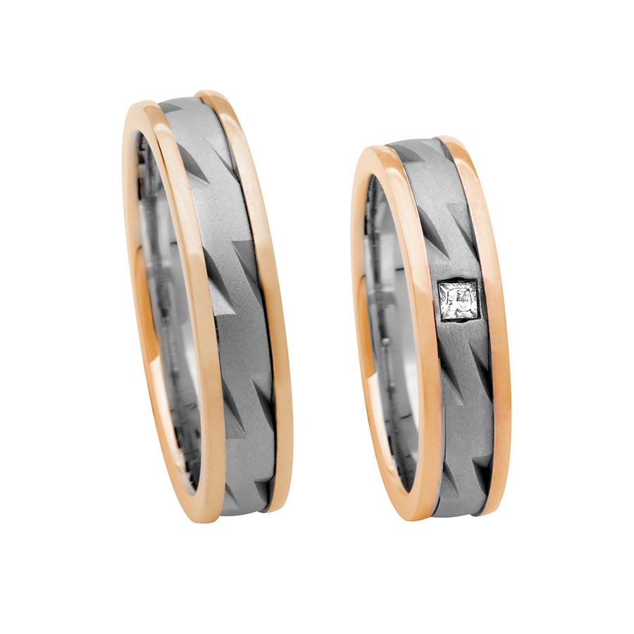 Trauringe / Eheringe 585 Rotgold, Weißgold+Pd 518007-50